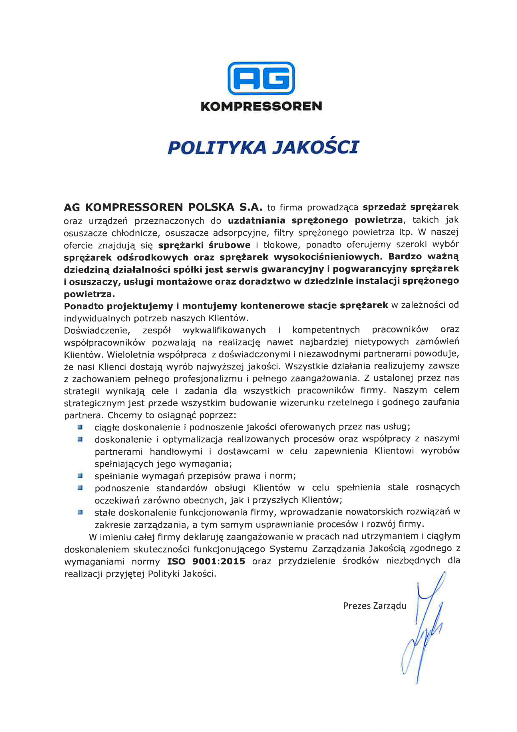 Polityka jakości
